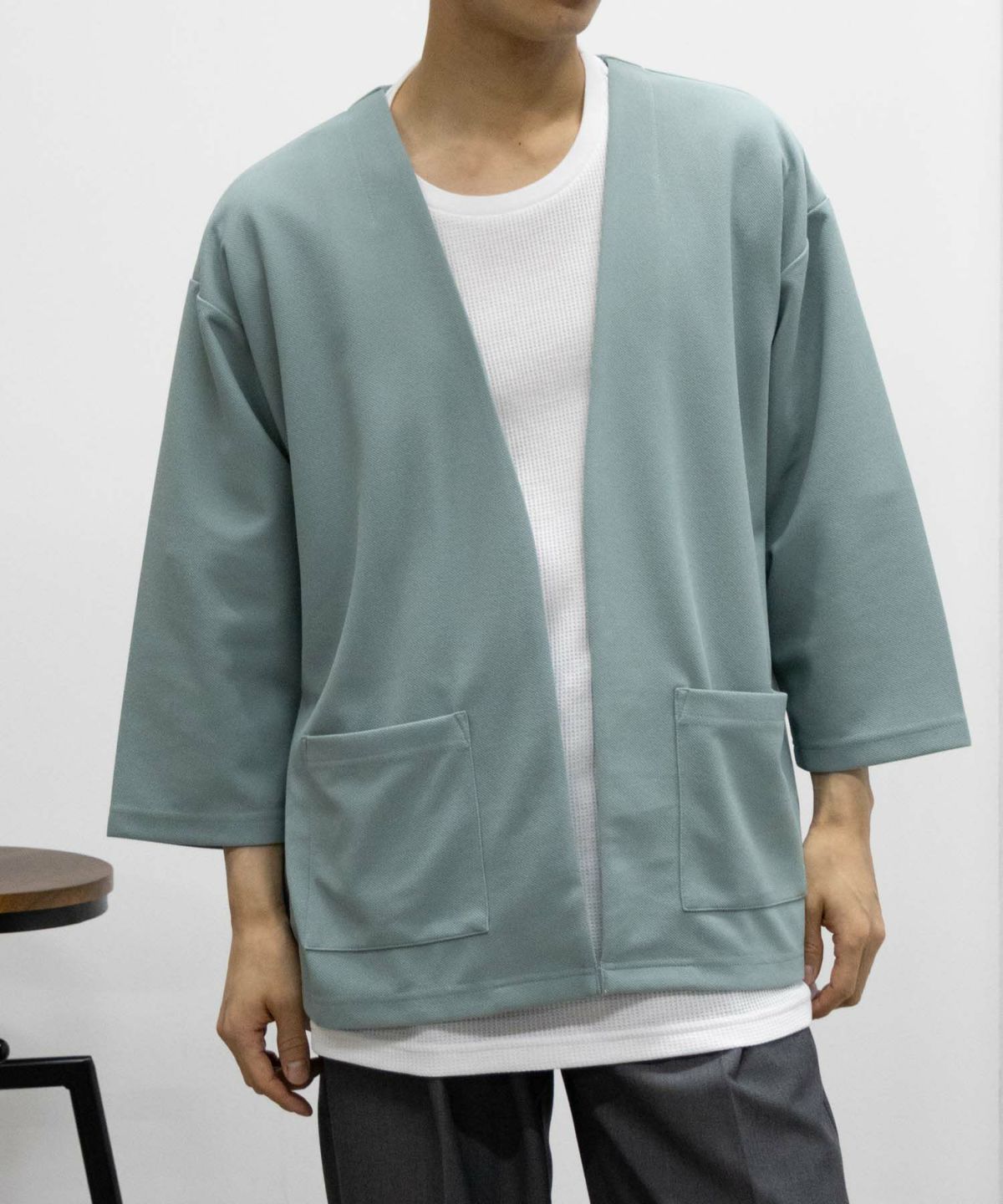 URBAN COLLECTION 梨地7分袖カーディガンアンサンブル メンズ