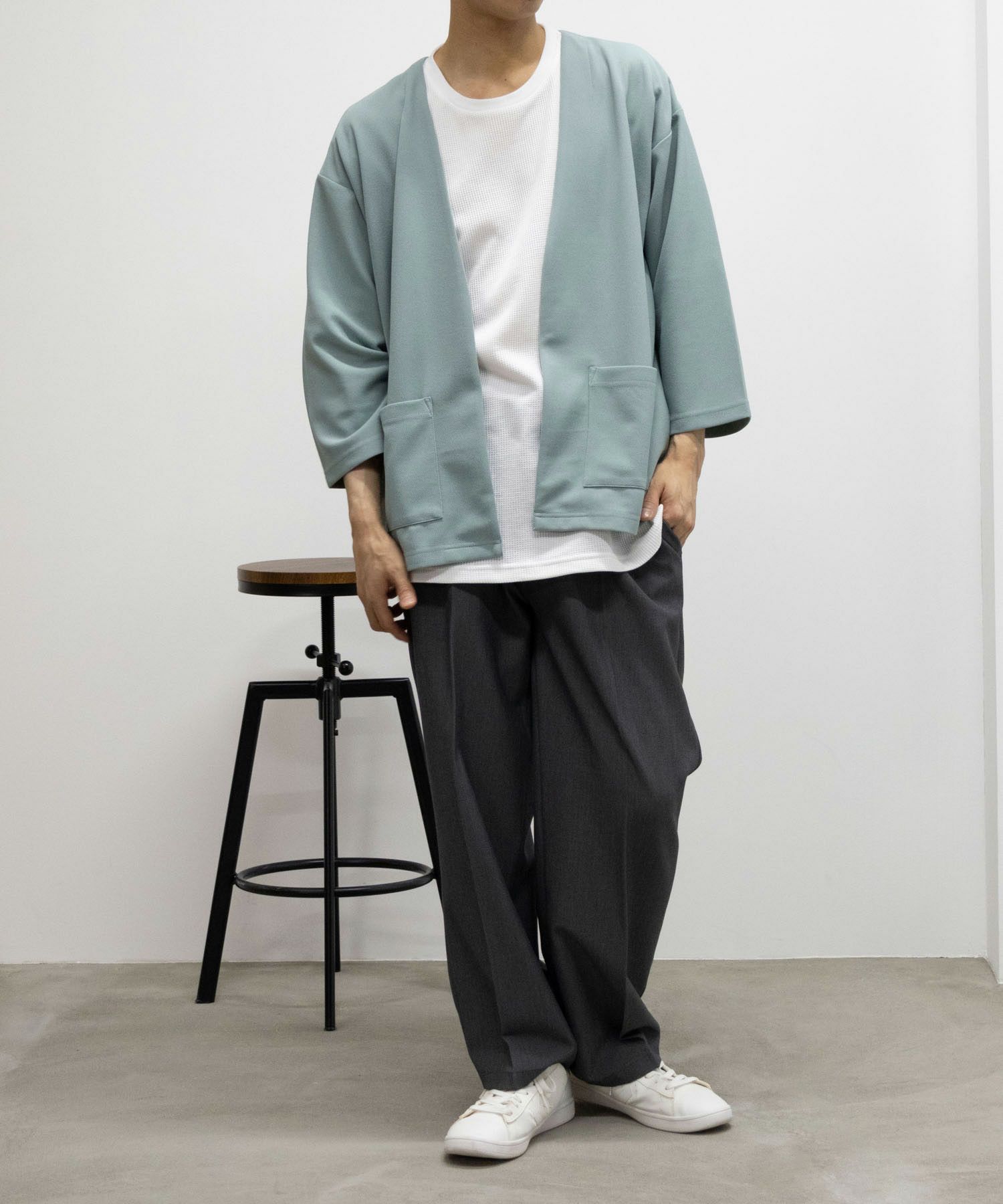 URBAN COLLECTION 梨地7分袖カーディガンアンサンブル メンズ