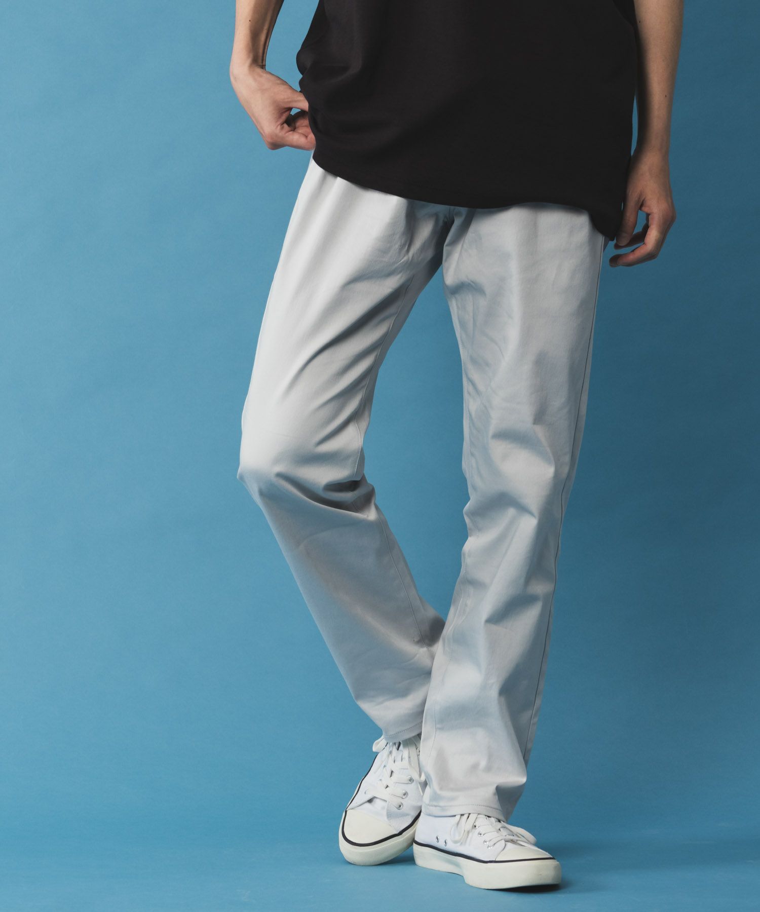 NAVY SARARI サテンクールテーパードパンツ メンズ