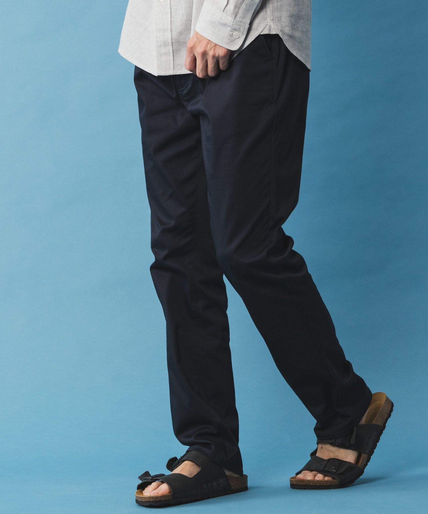 NAVY SARARI サテンクールテーパードパンツ メンズ