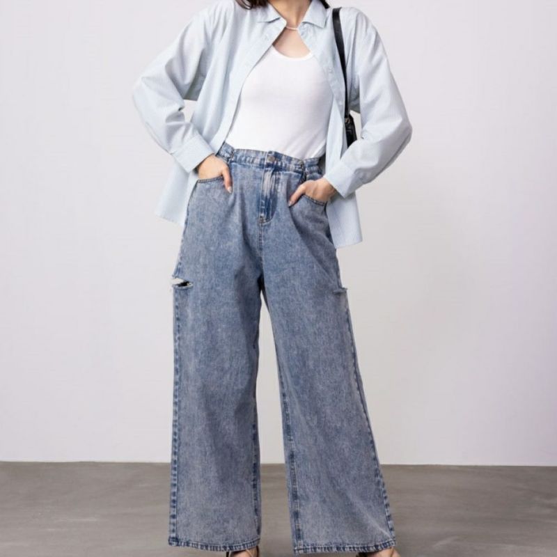 GOOD CREW  サイドカットウエストホックデニム レディース商品画像-3