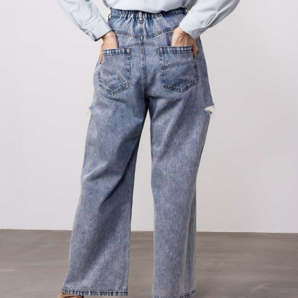 GOOD CREW サイドカットウエストホックデニム レディース