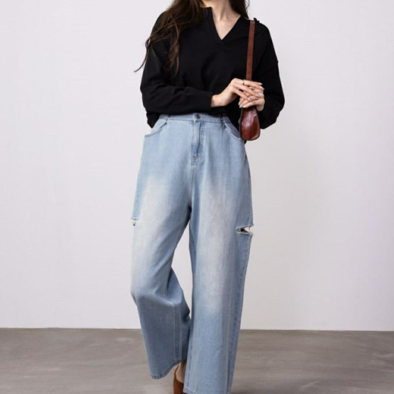 GOOD CREW  サイドカットウエストホックデニム レディース商品画像-6