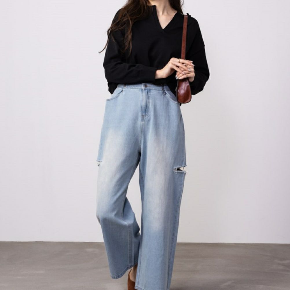 GOOD CREW  サイドカットウエストホックデニム レディース商品画像-6