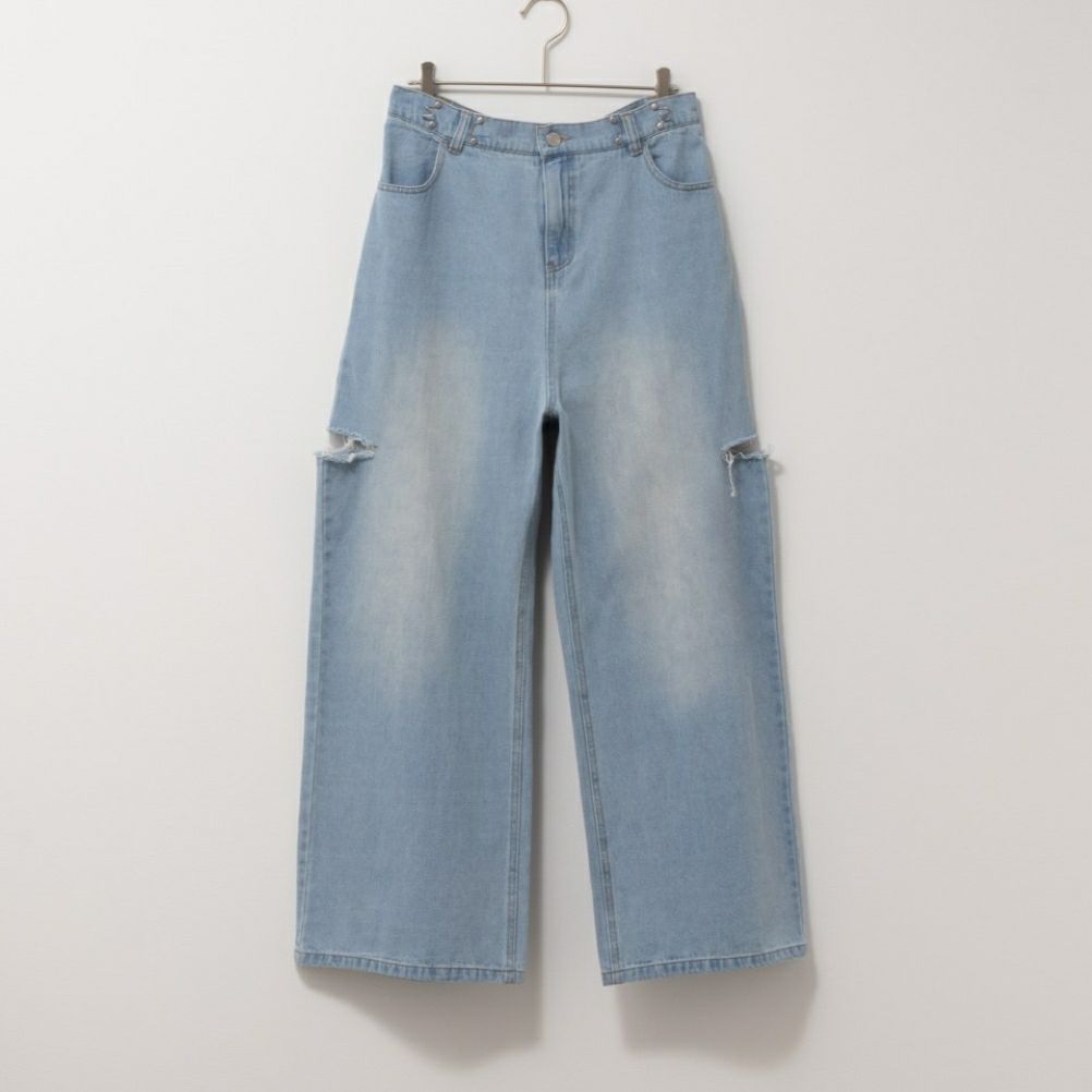 GOOD CREW サイドカットウエストホックデニム レディース