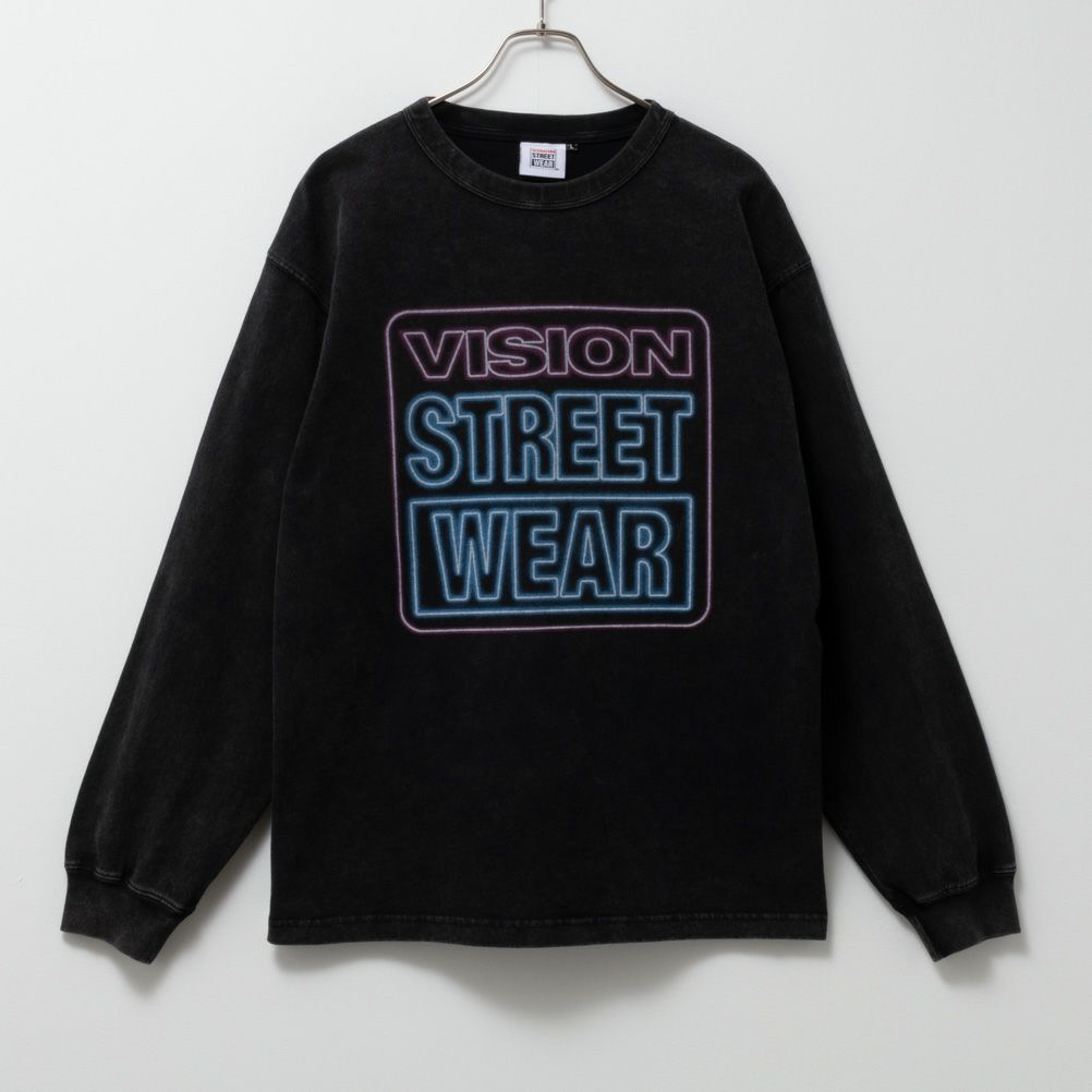[期間限定価格]【オンラインストア限定】VISION STREET WEAR  スノーウォッシュネオンロゴ長袖Tシャツ メンズ商品画像-1