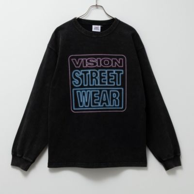【オンラインストア限定】VISION STREET WEAR  スノーウォッシュネオンロゴ長袖Tシャツ メンズ