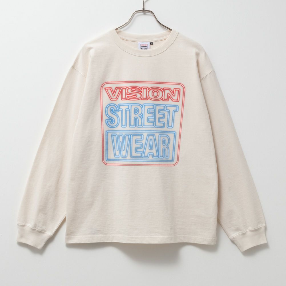 VISION STREET WEAR スノーウォッシュネオンロゴ長袖Tシャツ メンズ