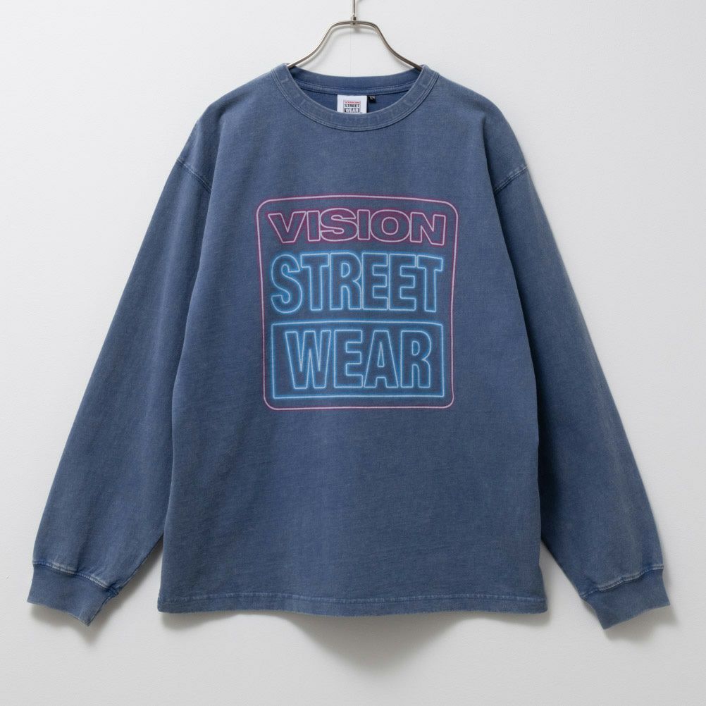 VISION STREET WEAR スノーウォッシュネオンロゴ長袖Tシャツ メンズ