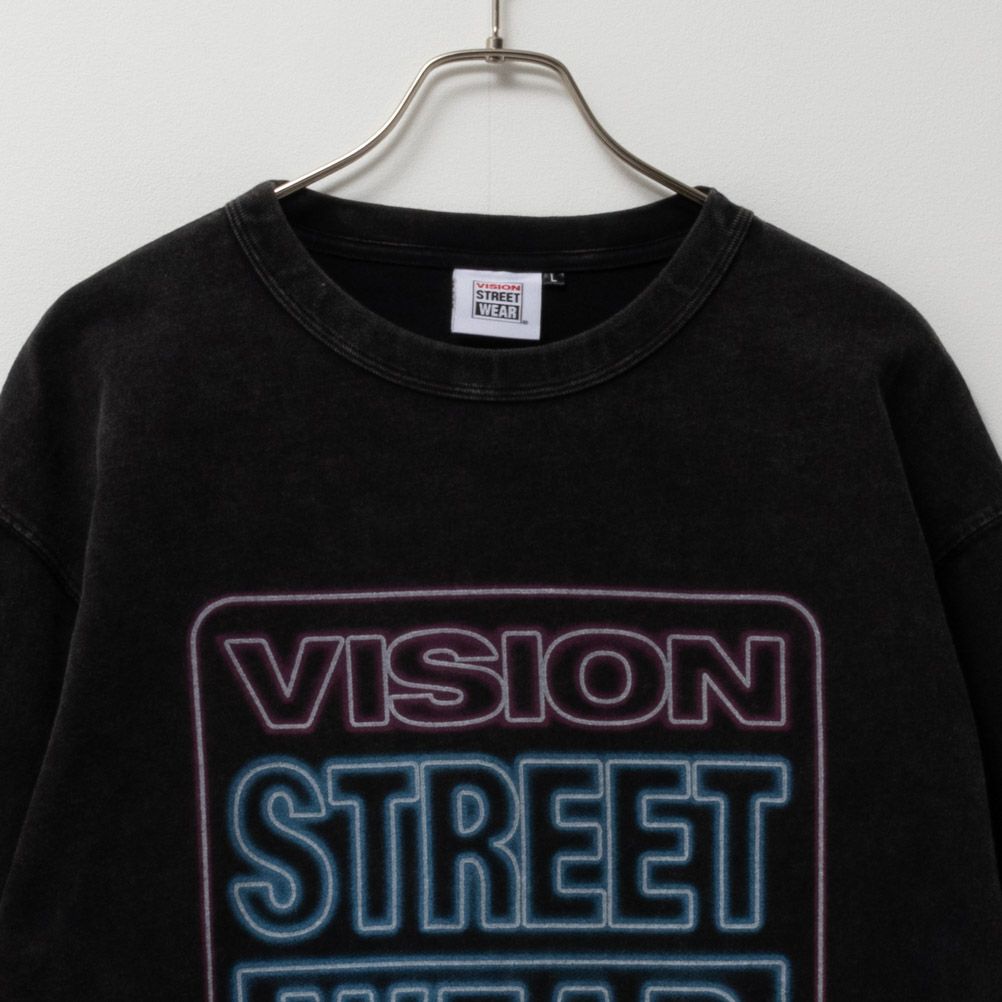 VISION STREET WEAR スノーウォッシュネオンロゴ長袖Tシャツ メンズ