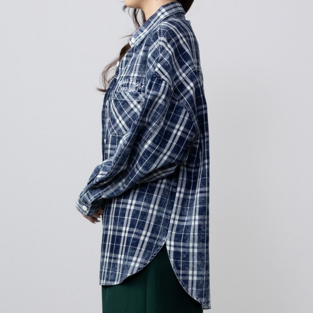 [期間限定価格]UNDERWRAPS  インディゴチェックルーズシャツ レディース商品画像-3