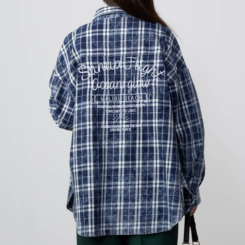 [期間限定価格]UNDERWRAPS  インディゴチェックルーズシャツ レディース商品画像-4