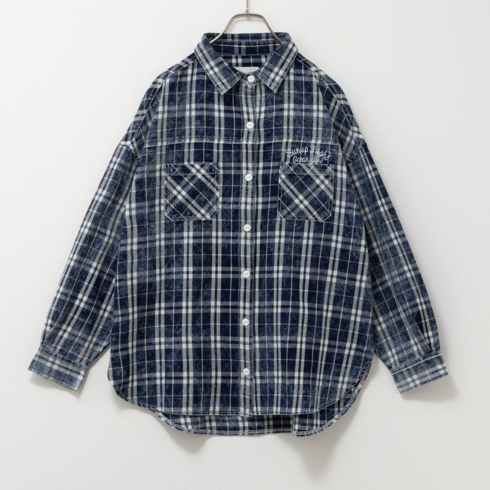 [期間限定価格]UNDERWRAPS  インディゴチェックルーズシャツ レディース商品画像-6