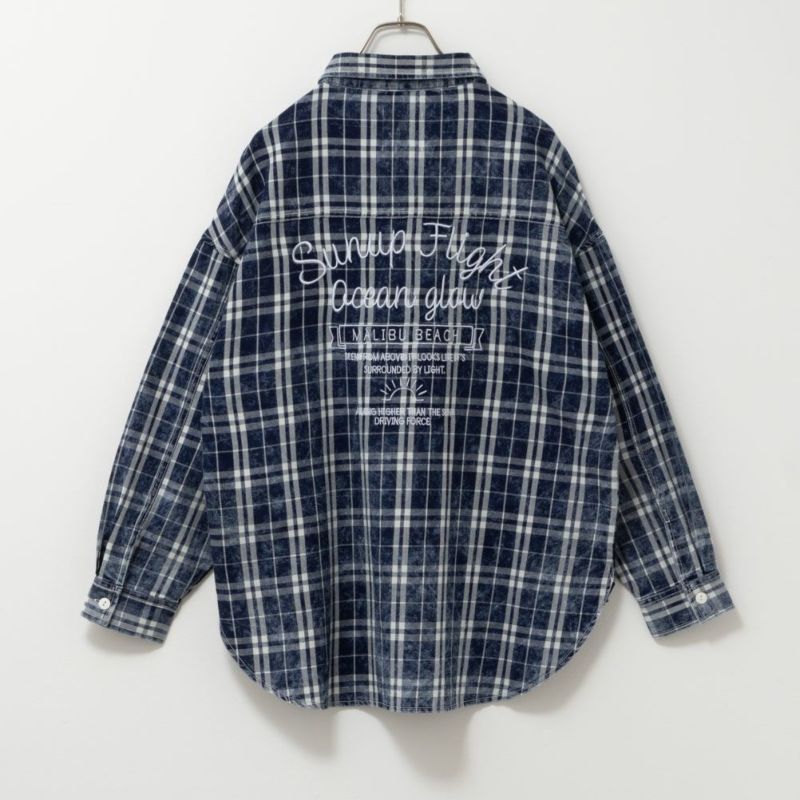 UNDERWRAPS  インディゴチェックルーズシャツ レディース商品画像-7