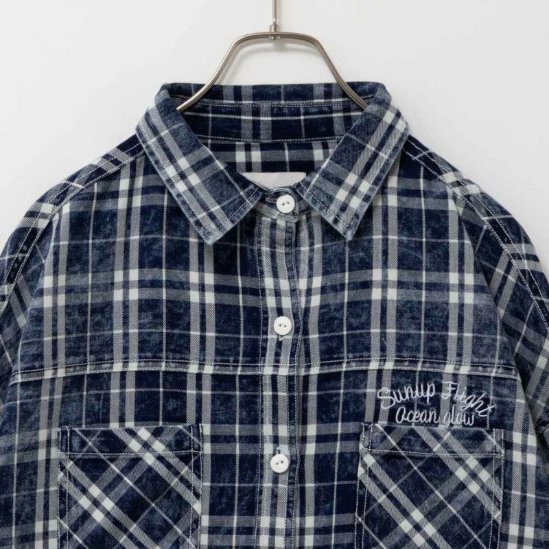 UNDERWRAPS  インディゴチェックルーズシャツ レディース商品画像-8