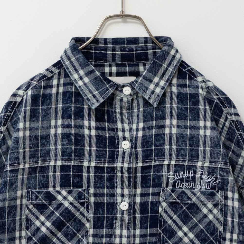 UNDERWRAPS インディゴチェックルーズシャツ レディース