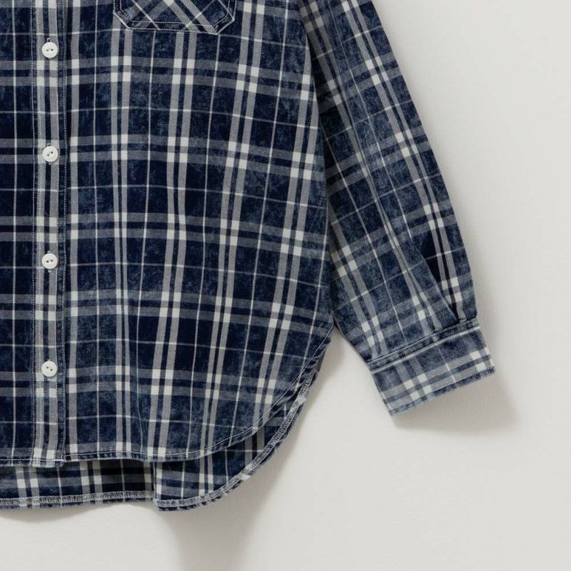 UNDERWRAPS  インディゴチェックルーズシャツ レディース商品画像-9