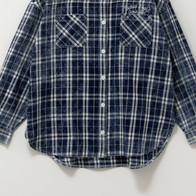 UNDERWRAPS  インディゴチェックルーズシャツ レディース商品画像-10