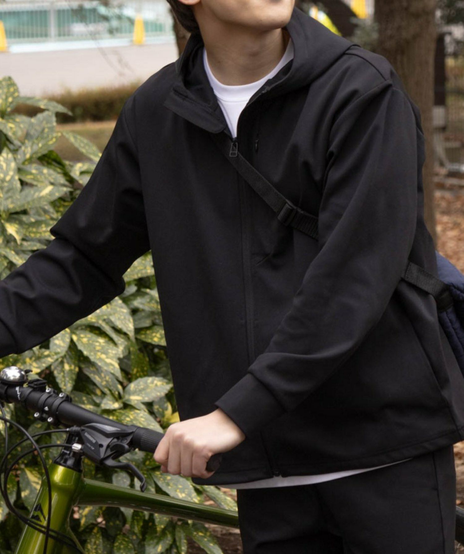 NAVY FIT  ポンチ素材 ストレッチジップアップパーカー メンズ商品サムネイル-1