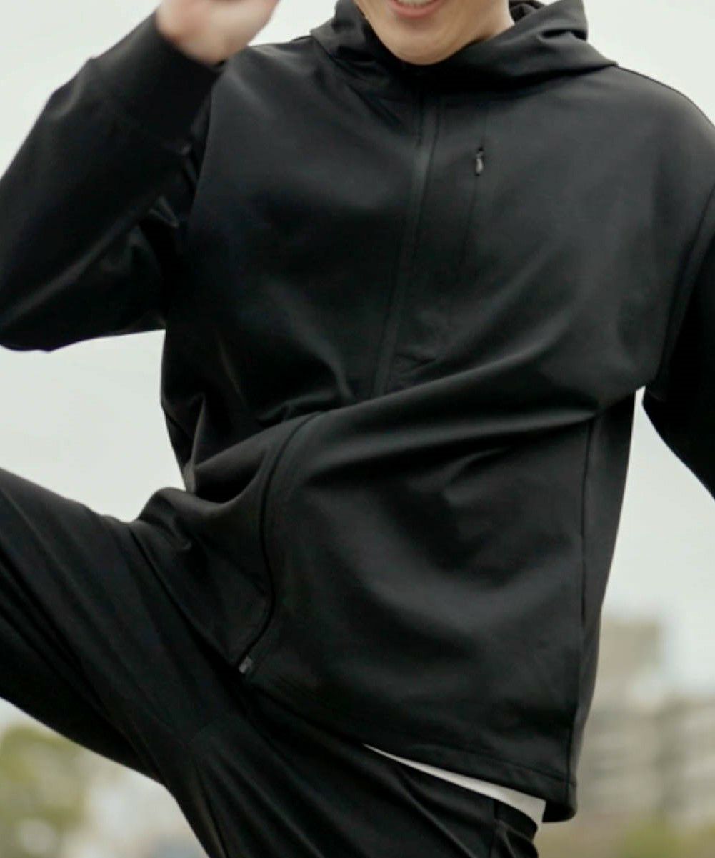 NAVY FIT  ポンチ素材 ストレッチジップアップパーカー メンズ商品サムネイル-3