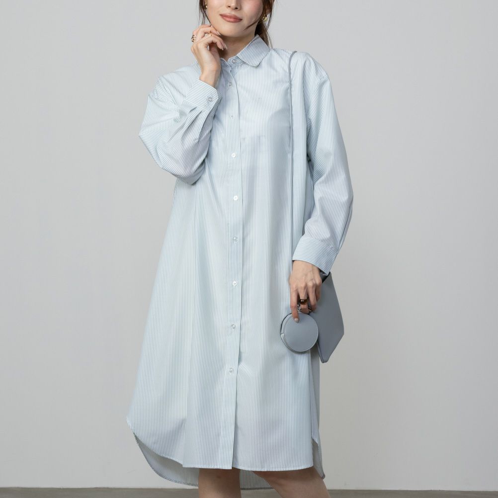[期間限定価格]NAVY  ストライプシャツワンピース レディース商品画像-2