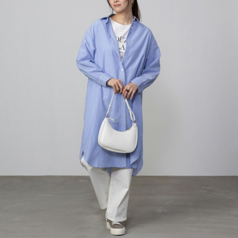 NAVY  ストライプシャツワンピース レディース商品画像-4