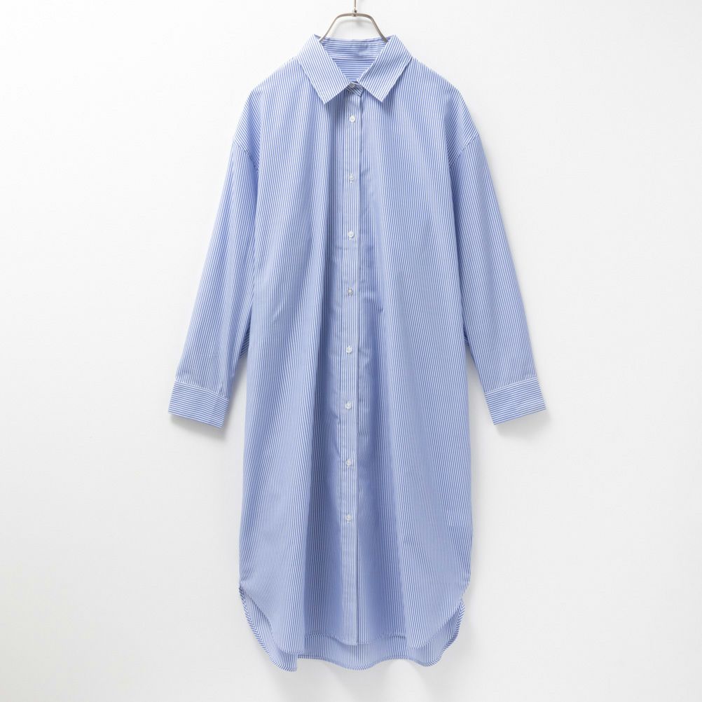 NAVY ストライプシャツワンピース レディース