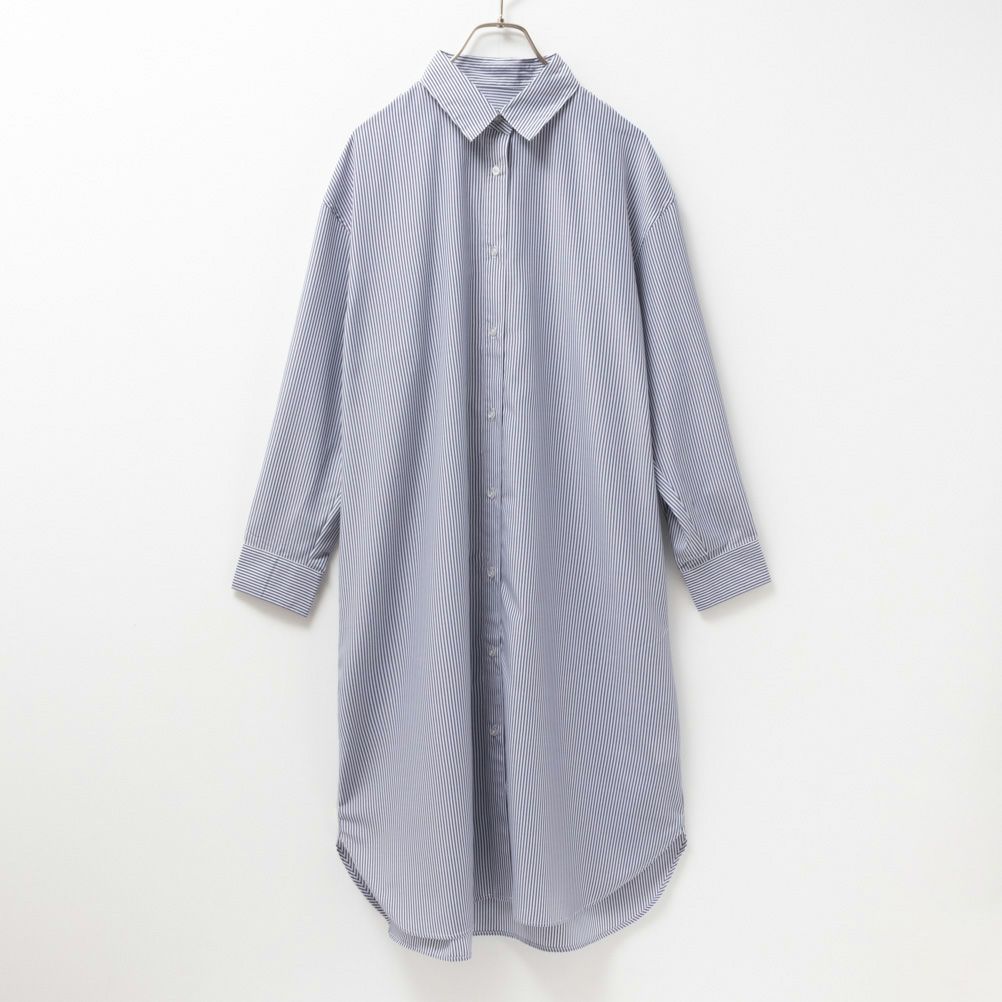 NAVY ストライプシャツワンピース レディース 