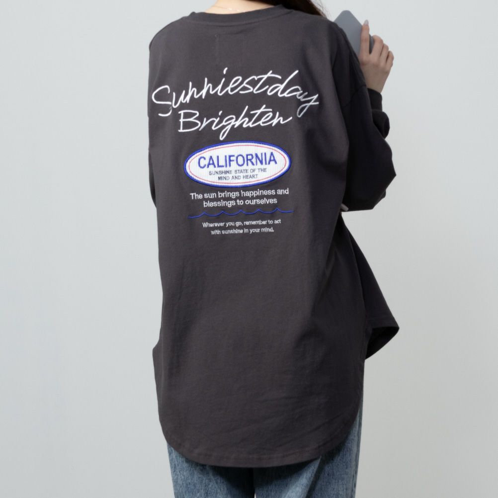 UNDERWRAPS  コーデュロイ貼り付け刺繍ビッグロングTシャツ レディース メール便 対応商品商品画像-3