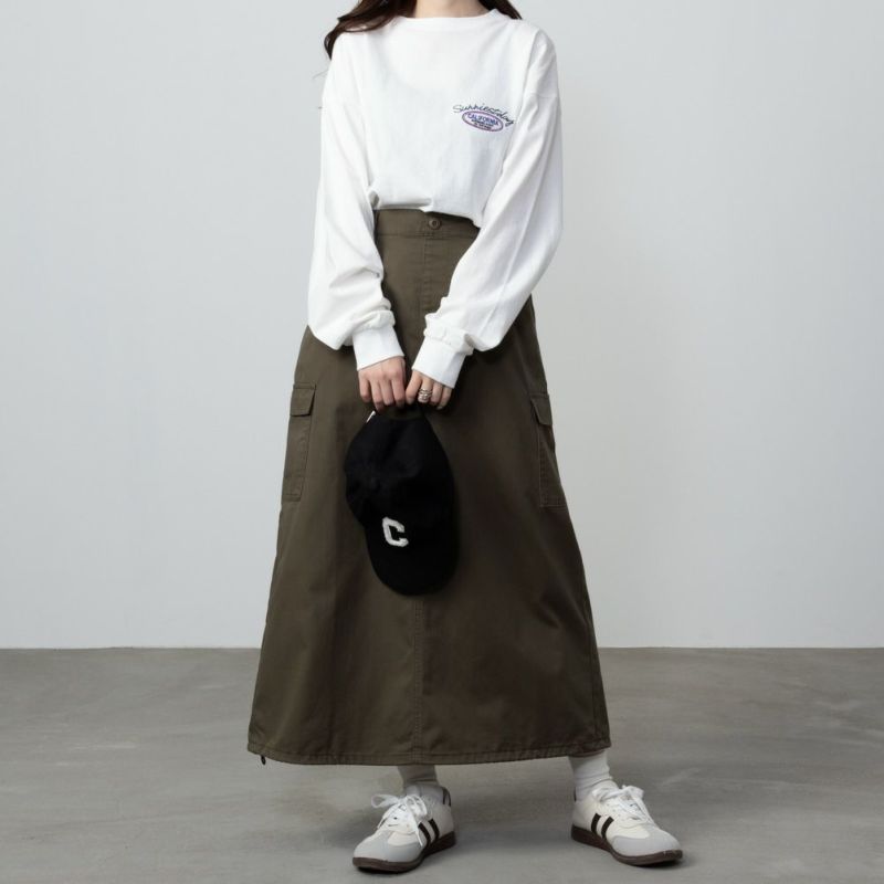 UNDERWRAPS  コーデュロイ貼り付け刺繍ビッグロングTシャツ レディース メール便 対応商品商品画像-4