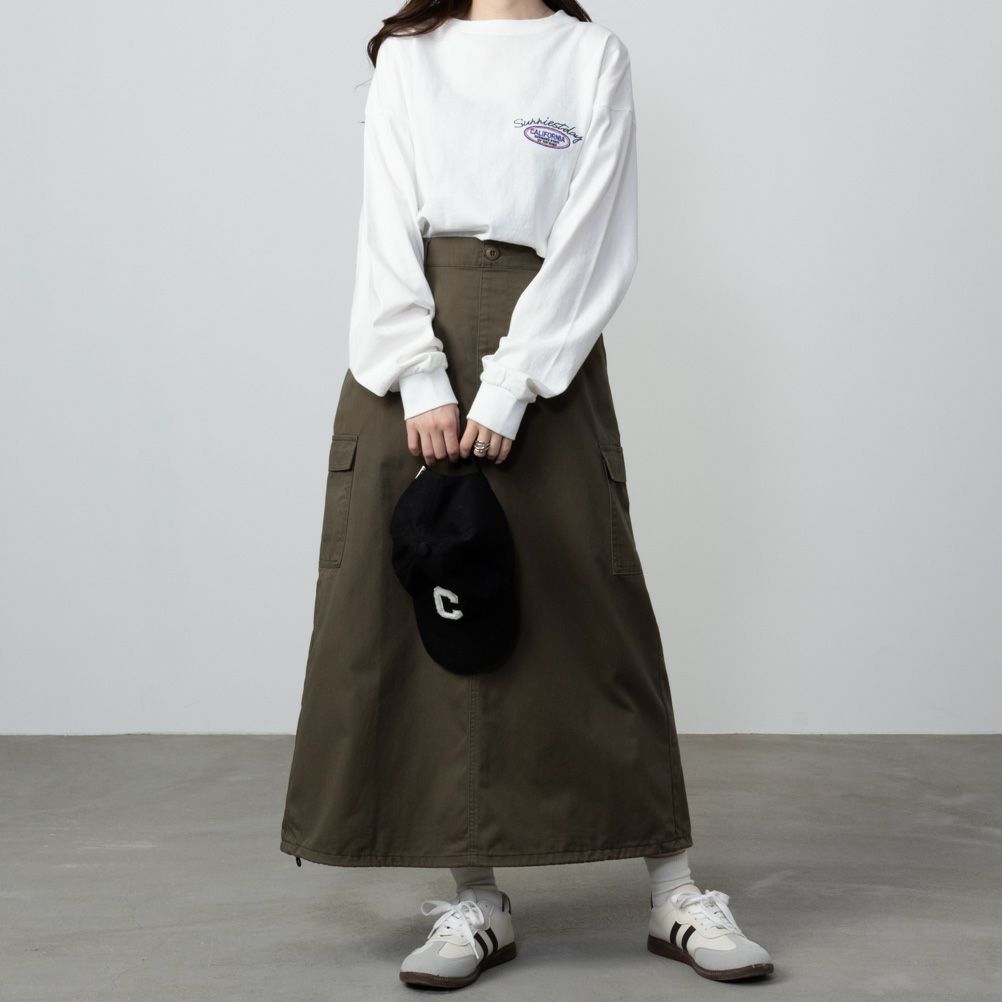 UNDERWRAPS コーデュロイ貼り付け刺繍ビッグロングTシャツ レディース ネコポス 対応商品