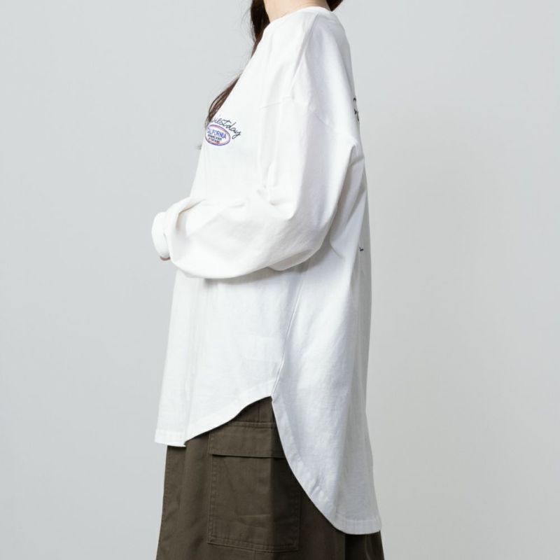 UNDERWRAPS  コーデュロイ貼り付け刺繍ビッグロングTシャツ レディース メール便 対応商品商品画像-5