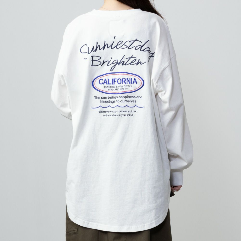UNDERWRAPS コーデュロイ貼り付け刺繍ビッグロングTシャツ レディース ネコポス 対応商品
