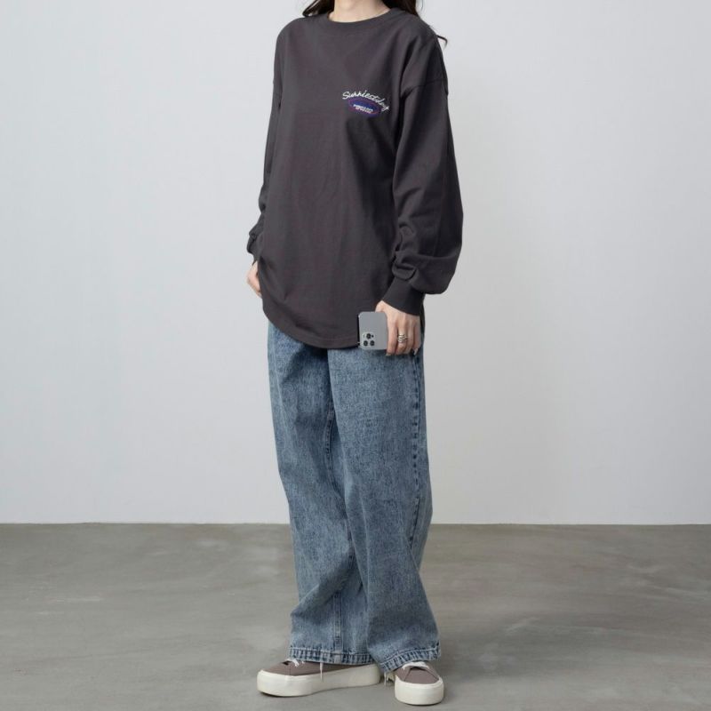 UNDERWRAPS  コーデュロイ貼り付け刺繍ビッグロングTシャツ レディース メール便 対応商品商品画像-8