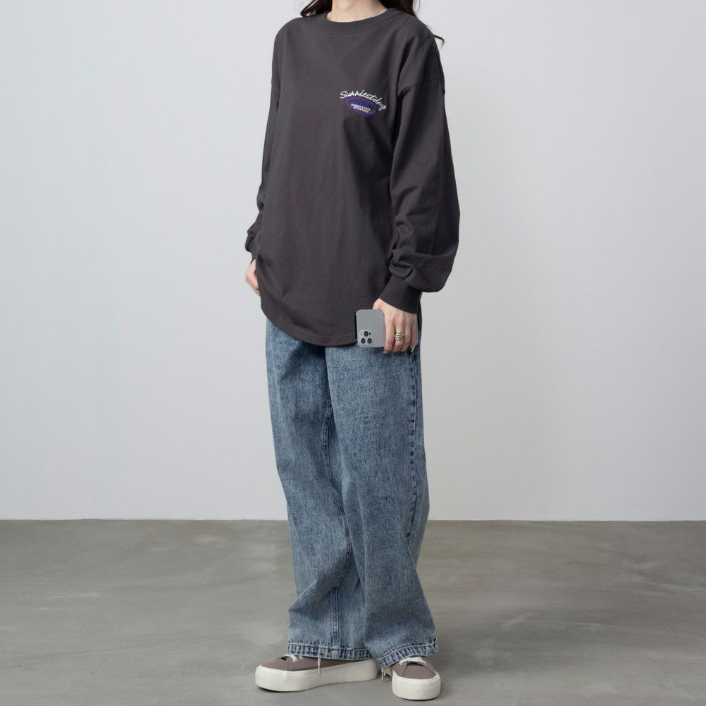 UNDERWRAPS  コーデュロイ貼り付け刺繍ビッグロングTシャツ レディース メール便 対応商品商品画像-8