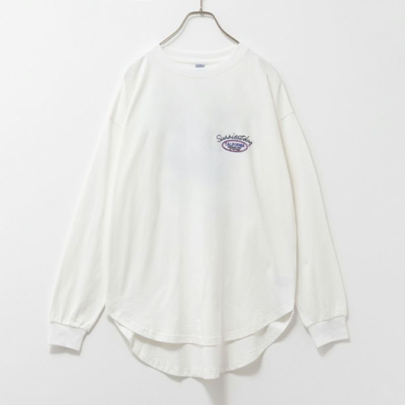 UNDERWRAPS  コーデュロイ貼り付け刺繍ビッグロングTシャツ レディース メール便 対応商品商品画像-10