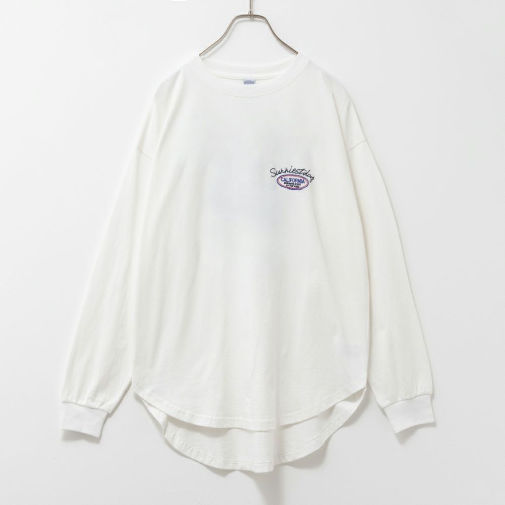 UNDERWRAPS  コーデュロイ貼り付け刺繍ビッグロングTシャツ レディース メール便 対応商品商品画像-10