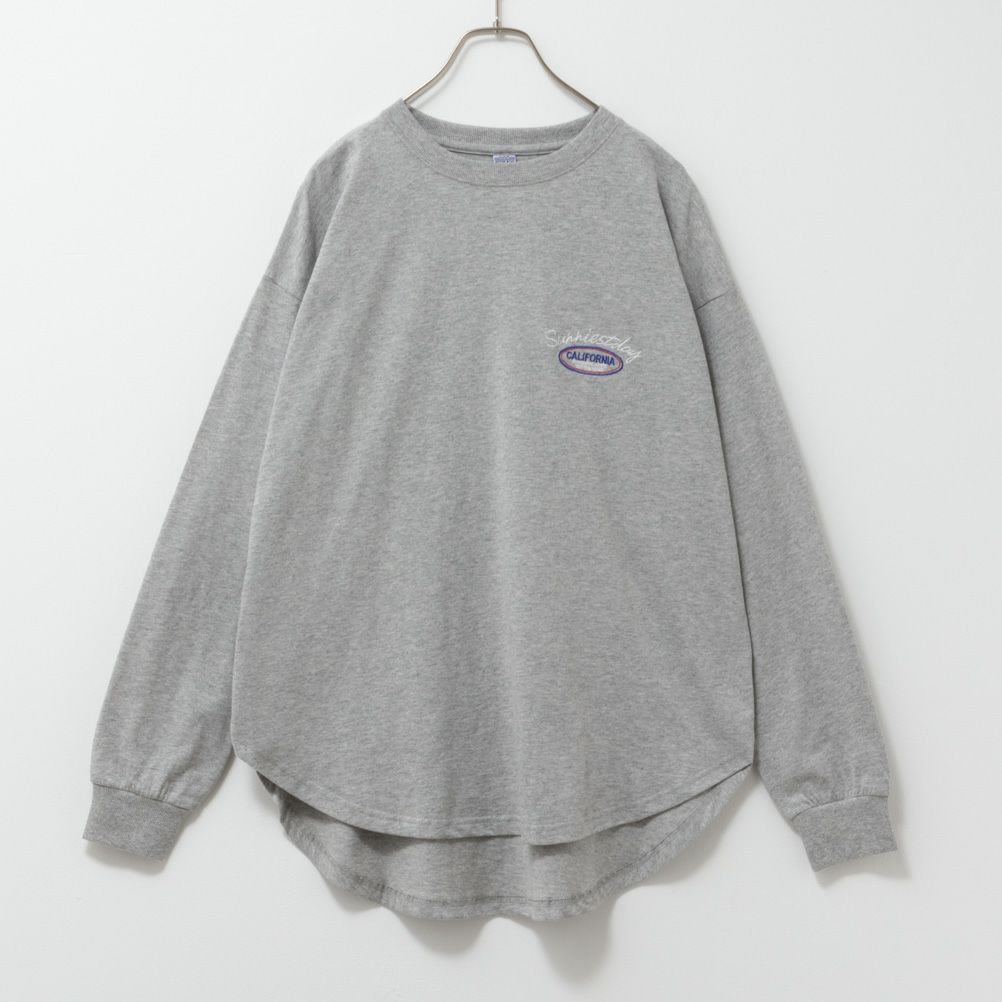 UNDERWRAPS  コーデュロイ貼り付け刺繍ビッグロングTシャツ レディース メール便 対応商品商品画像-12