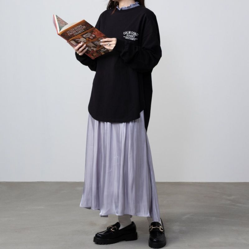 UNDERWRAPS  コーデュロイロゴビッグロングTシャツ レディース メール便 対応商品商品画像-8