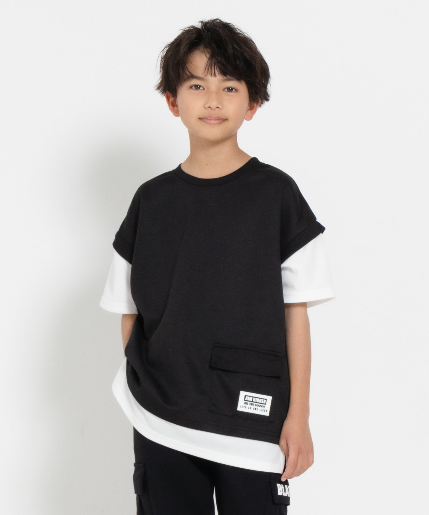 RICH MIX ポンチ素材 フェイクポケットTシャツ キッズ メール便 対応商品商品サムネイル-1
