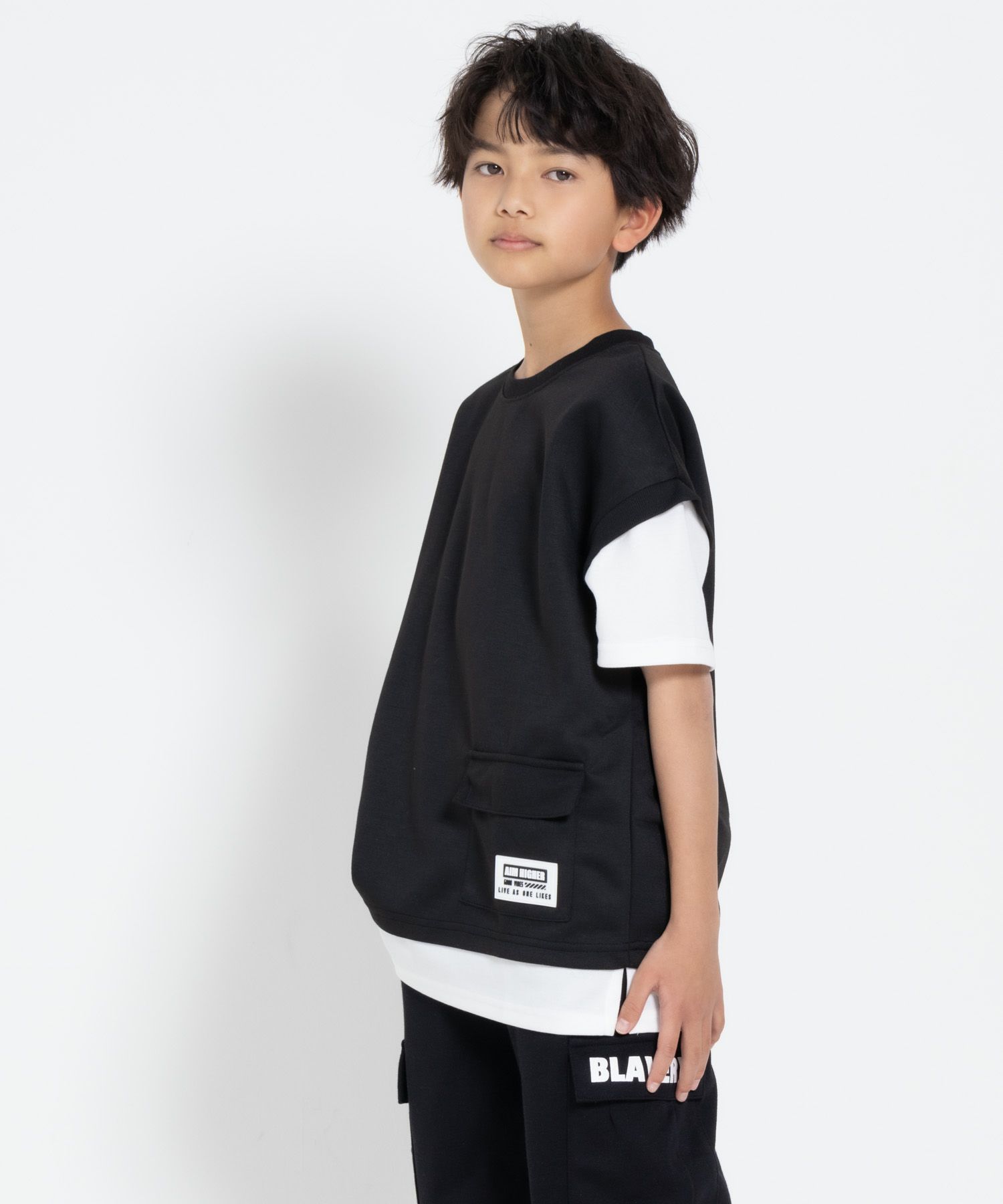 RICH MIX  ポンチ素材 フェイクポケットTシャツ キッズ メール便 対応商品商品画像-2