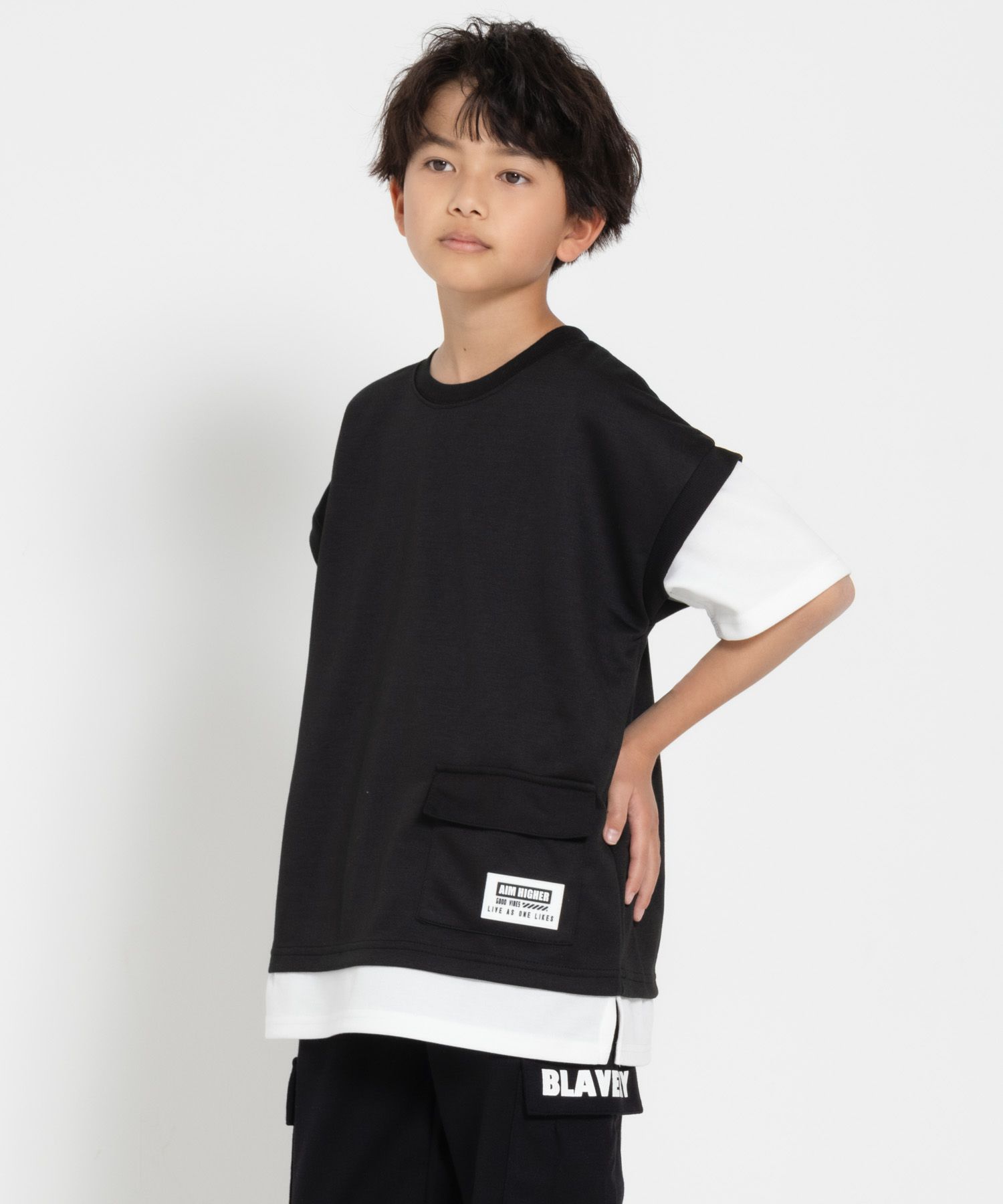 RICH MIX ポンチ素材 フェイクポケットTシャツ キッズ メール便 対応商品商品サムネイル-3