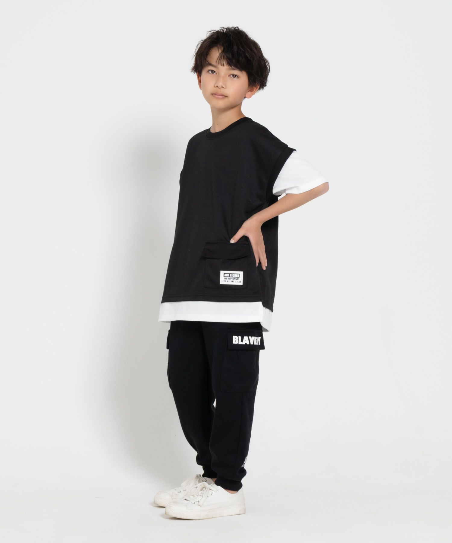 RICH MIX ポンチ素材 フェイクポケットTシャツ キッズ メール便 対応商品商品画像-4