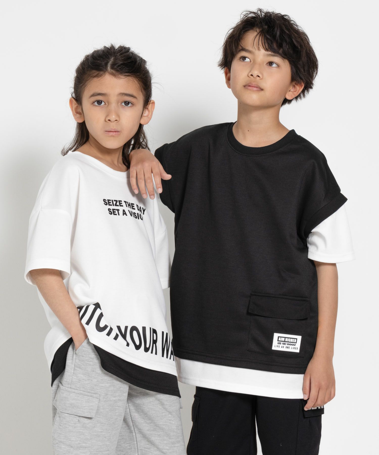 RICH MIX ポンチ素材 フェイクポケットTシャツ キッズ メール便 対応商品商品画像-5