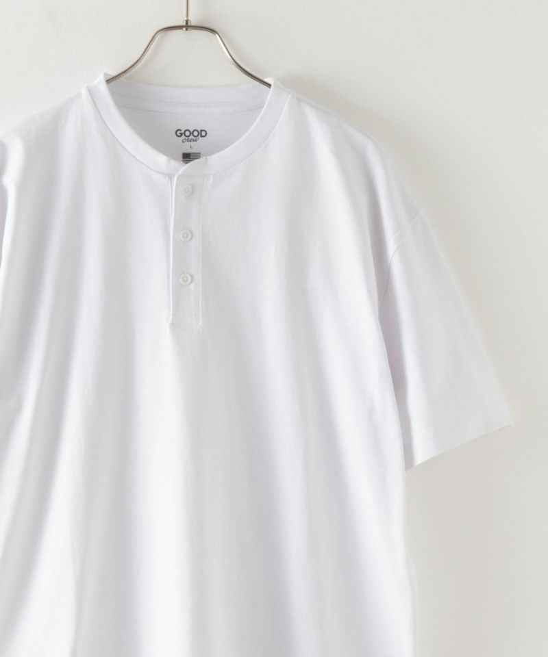 GOOD CREW  USコットンヘンリーネック半袖Tシャツ メンズ商品画像-1