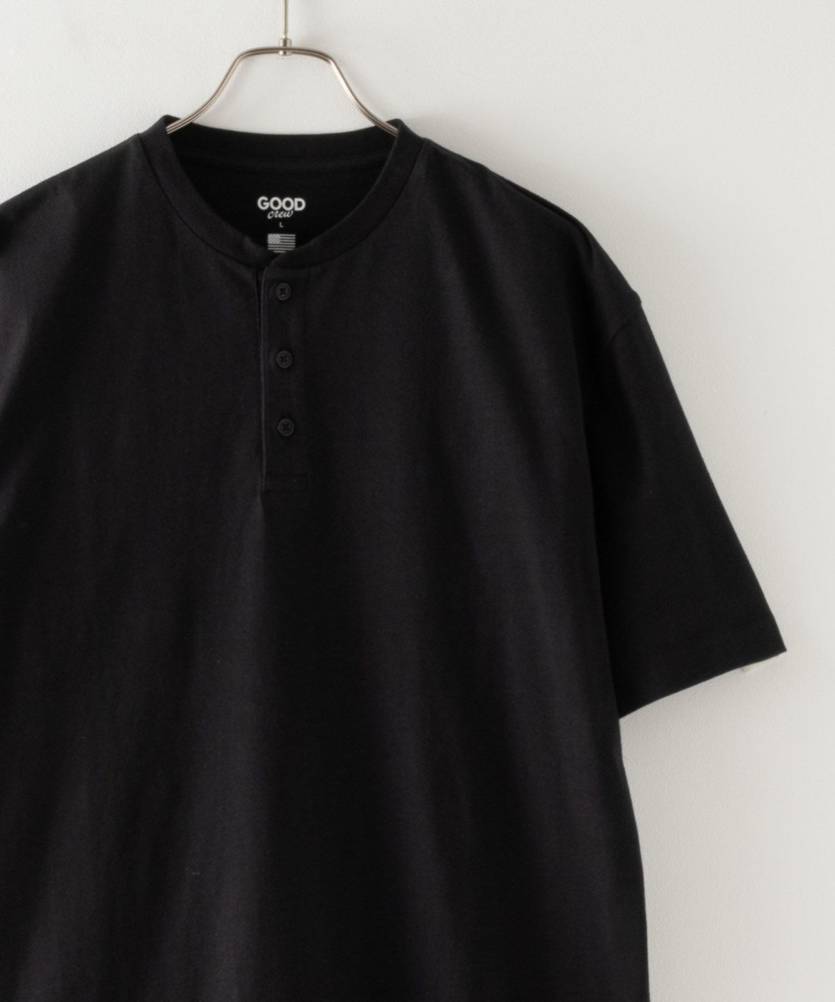 GOOD CREW USコットンヘンリーネック半袖Tシャツ メンズ