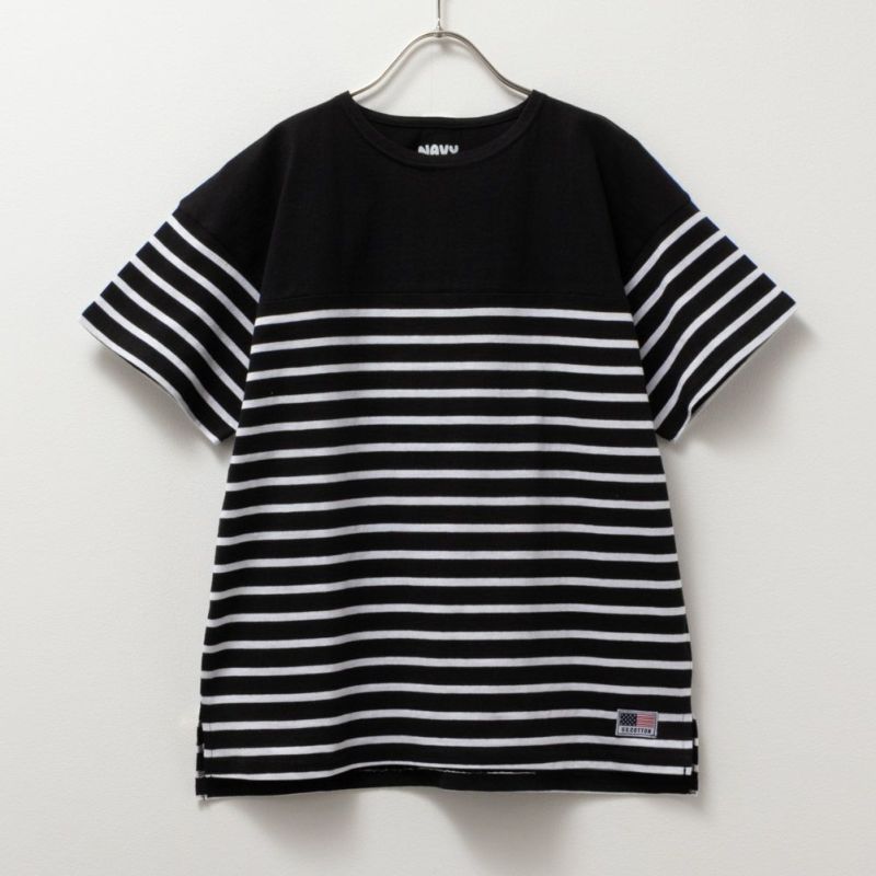 NAVY  USコットン ボーダー切替半袖Tシャツ キッズ ネコポス 対応商品商品画像-1