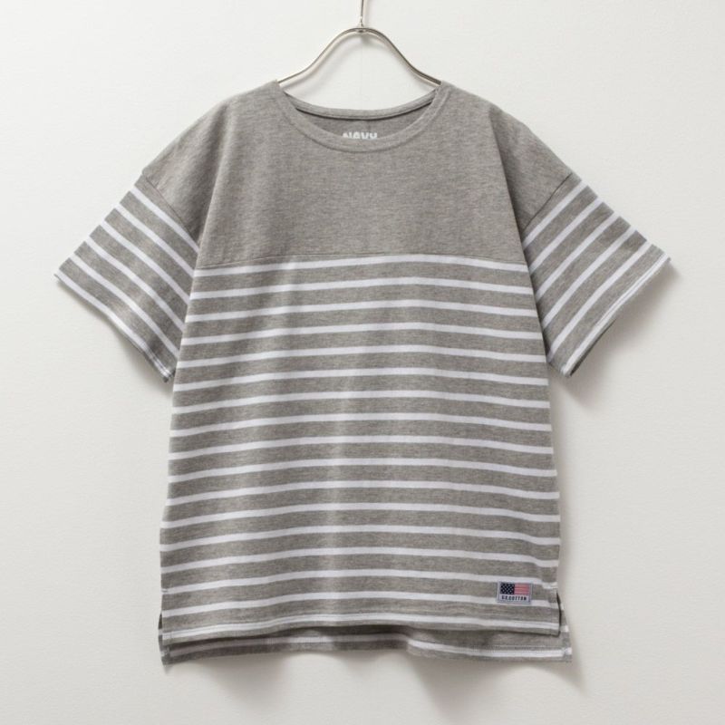 NAVY  USコットン ボーダー切替半袖Tシャツ キッズ ネコポス 対応商品商品画像-2