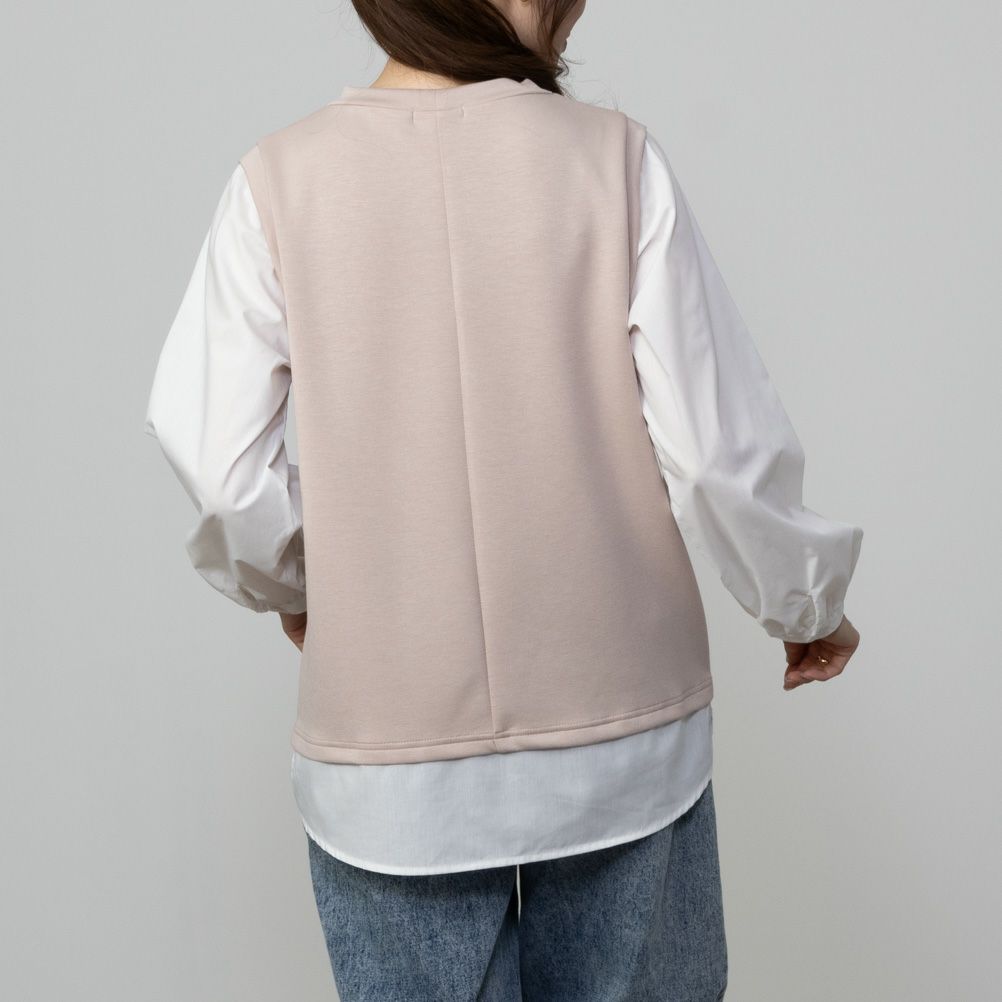 URBAN COLLECTION  エアスムージー ポンチ素材 フェイクアンサンブルプルオーバー レディース商品サムネイル-6