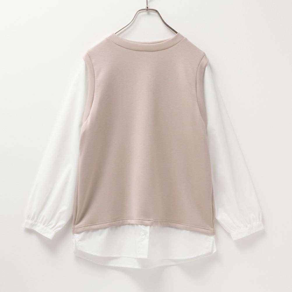 URBAN COLLECTION エアスムージー ポンチ素材 フェイクアンサンブルプルオーバー レディース